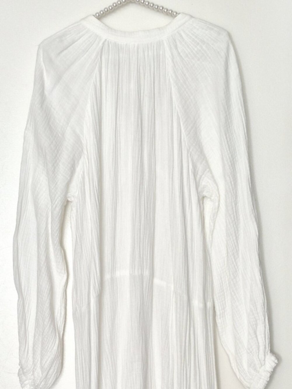 H&M Long Kaftan Dress Cotton Boho Dress White Size L - Picture 10 of 16